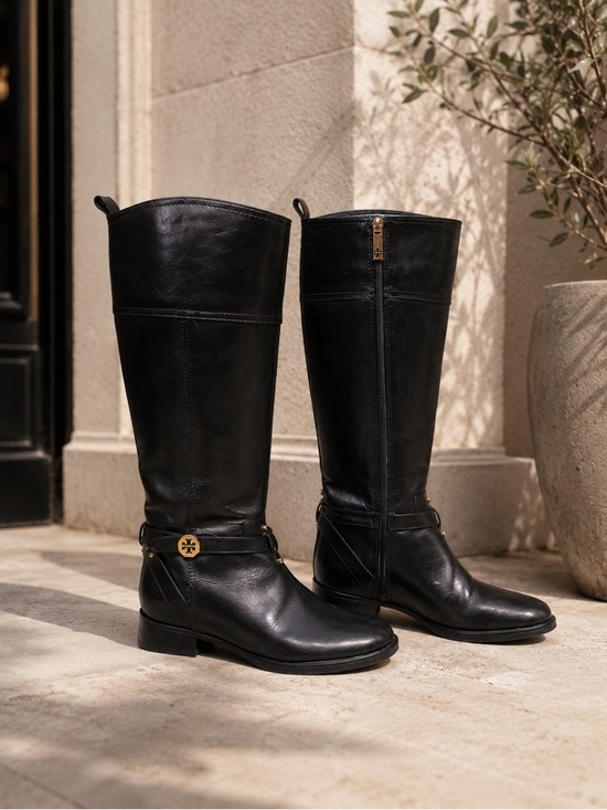 Tory Burch Shoes - Tory Burch Brita black leather riding boots size 5.5